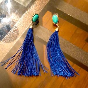 Blue boho tassel earrings! Sure to get noticed!